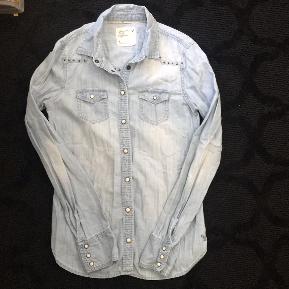 American eagle denim button down